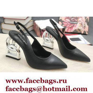 Dolce & Gabbana Heel 10.5cm Slingbacks Black with DG Heel 2022